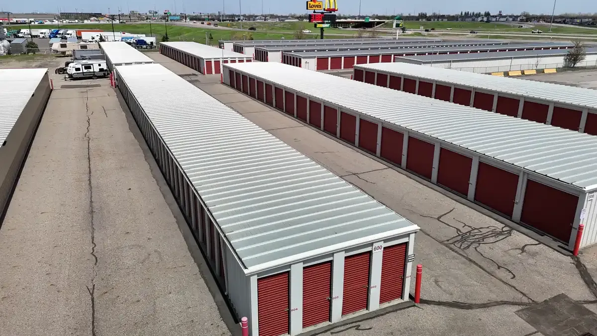 Aerial view of facility with drive up units